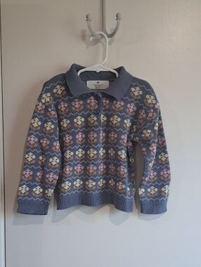 H&M light blue knit sweater with multicolor fleck